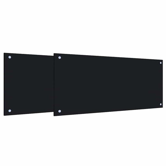 Kitchen Backsplash 2 pcs Black 90 x 40 cm Tempered Glass