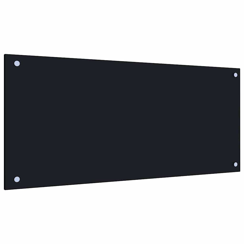 Kitchen Backsplash 2 pcs Black 35.43 x 15.75 in Tempered Glass