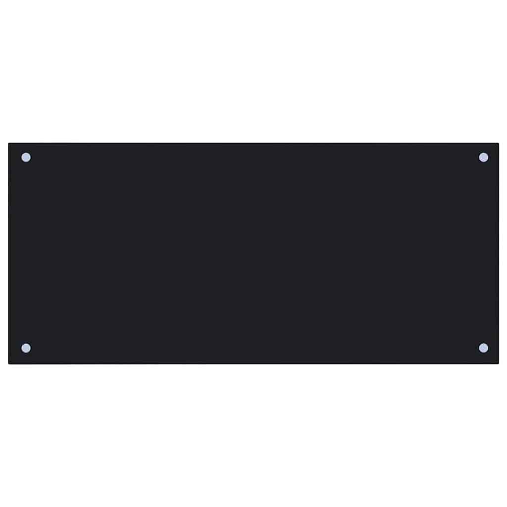 Kitchen Backsplash 2 pcs Black 35.43 x 15.75 in Tempered Glass