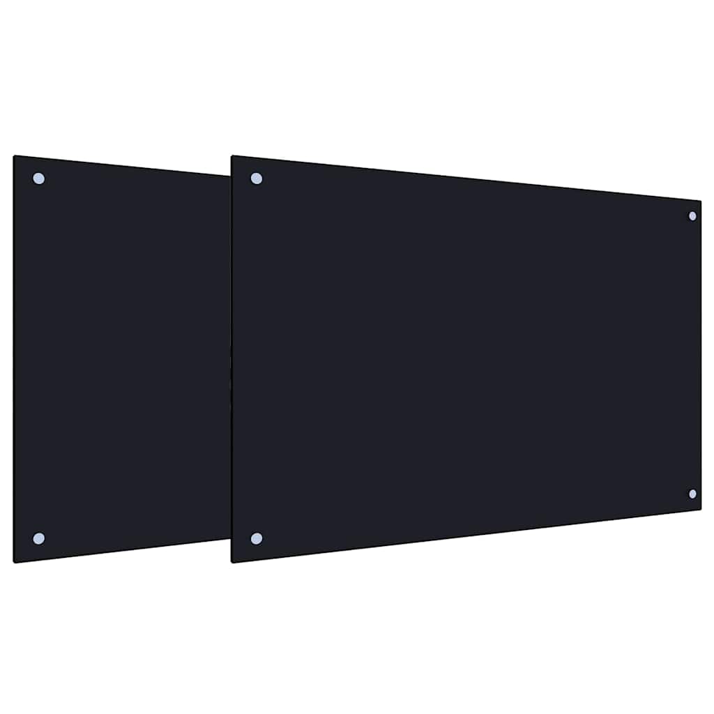 Kitchen Backsplash 2 pcs Black 35.43 x 23.62 in Tempered Glass