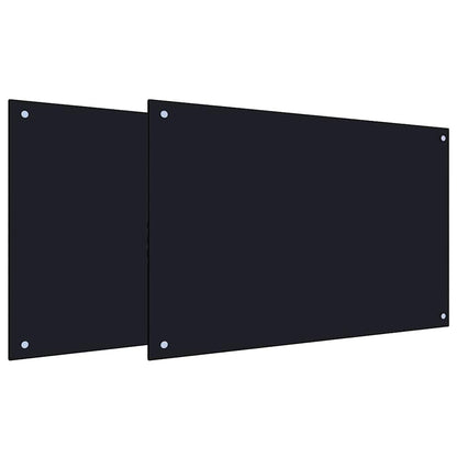 Kitchen Backsplash 2 pcs Black 35.43 x 23.62 in Tempered Glass