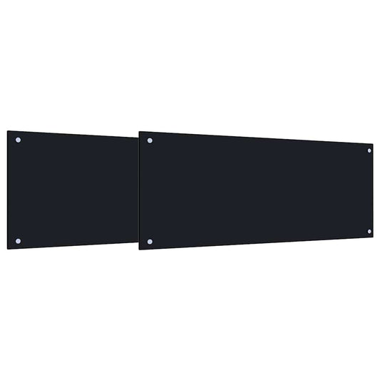 Kitchen Backsplash 2 pcs Black 100 x 40 cm Tempered Glass