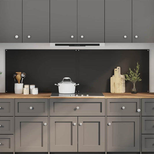 Kitchen Backsplash 2 pcs Black 100 x 60 cm Tempered Glass