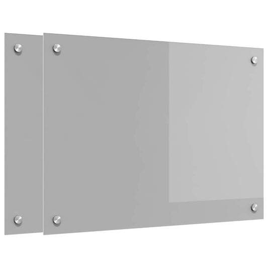 Kitchen Backsplash 2 pcs Light Grey 70 x 50 cm Tempered Glass