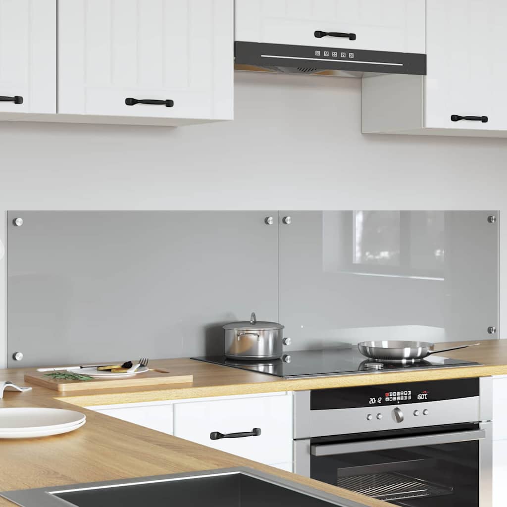 Kitchen Backsplash 2 pcs Light Grey 80 x 40 cm Tempered Glass