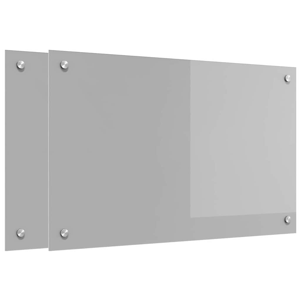 Kitchen Backsplash 2 pcs Light Grey 80 x 50 cm Tempered Glass