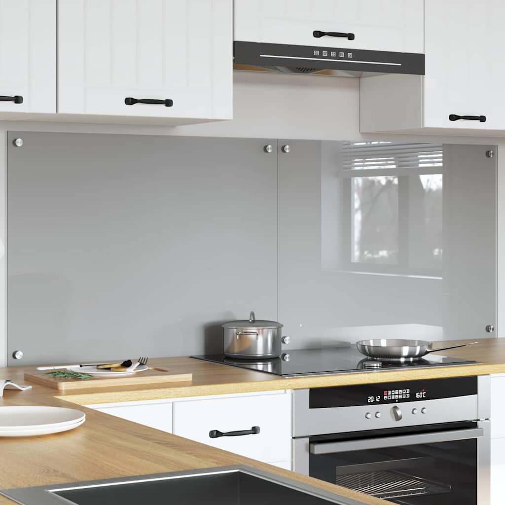 Kitchen Backsplash 2 pcs Light Grey 80 x 60 cm Tempered Glass