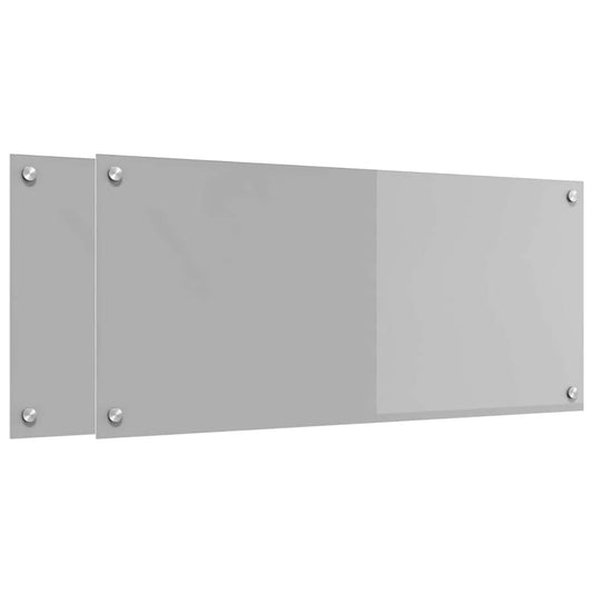 Kitchen Backsplash 2 pcs Light Grey 90 x 40 cm Tempered Glass