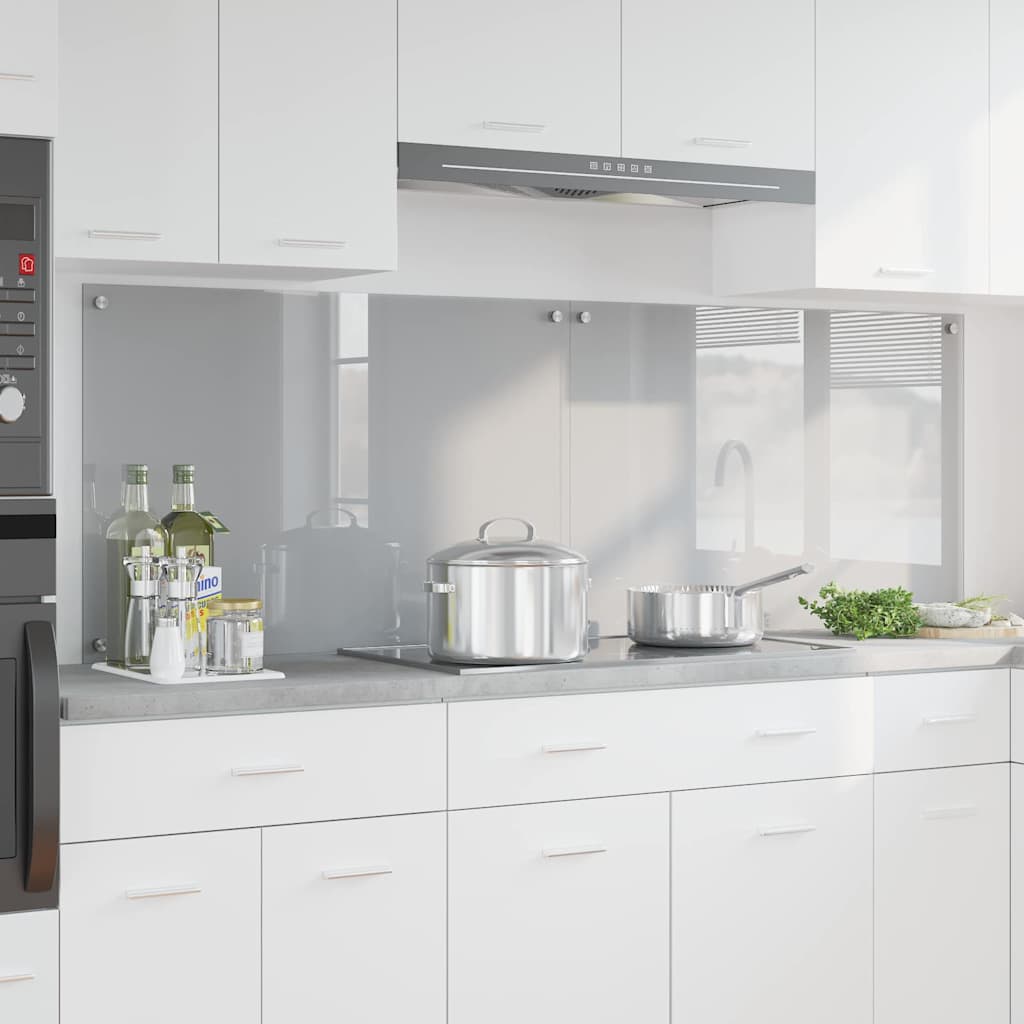 Kitchen Backsplash 2 pcs Light Grey 90 x 60 cm Tempered Glass