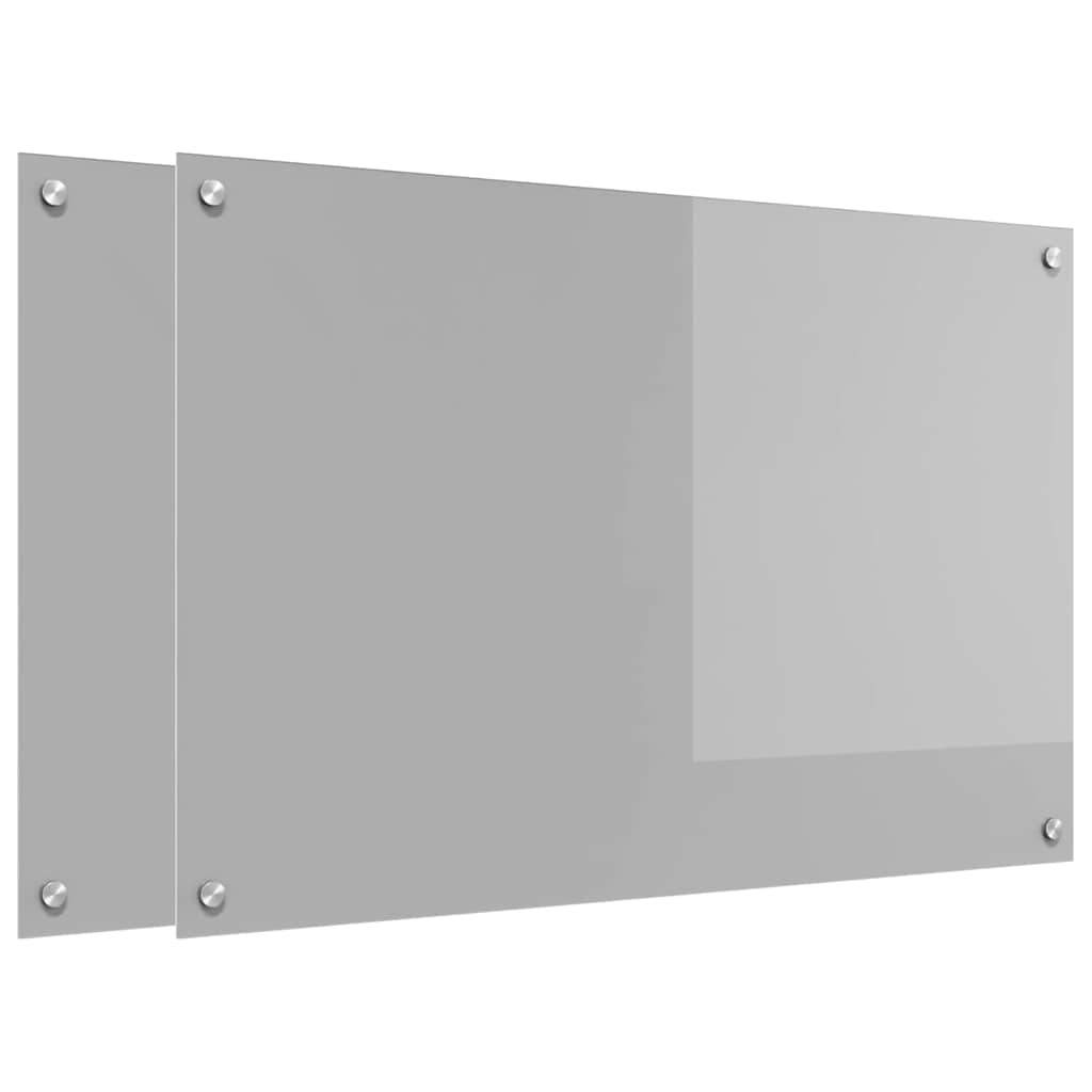 Kitchen Backsplash 2 pcs Light Grey 90 x 60 cm Tempered Glass