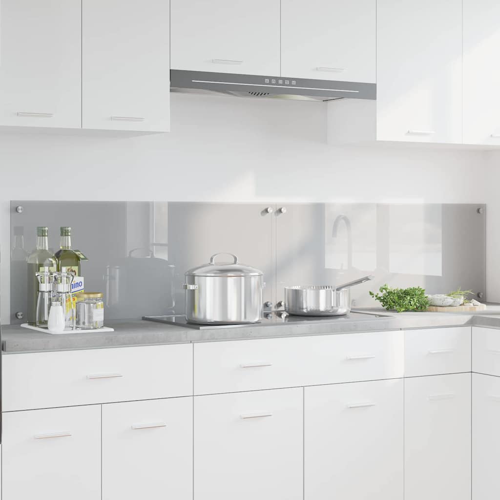 Kitchen Backsplash 2 pcs Light Grey 100 x 40 cm Tempered Glass