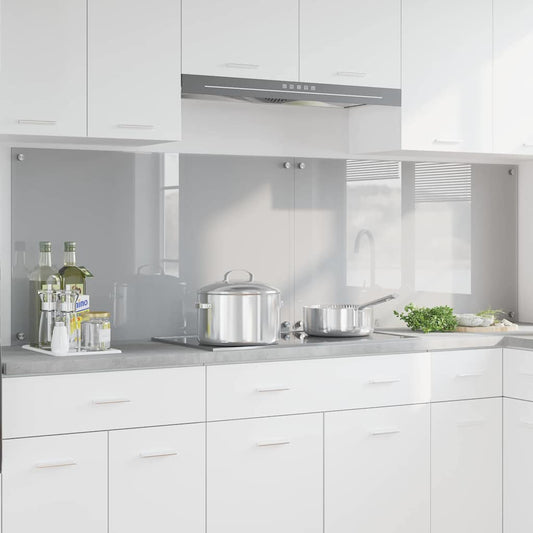 Kitchen Backsplash 2 pcs Light Grey 100 x 60 cm Tempered Glass