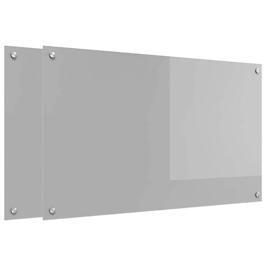 Kitchen Backsplash 2 pcs Light Grey 100 x 60 cm Tempered Glass