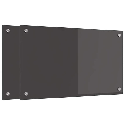 Kitchen Backsplash 2 pcs Dark Grey 70 x 40 cm Tempered Glass