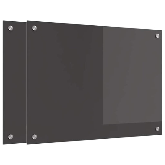 Kitchen Backsplash 2 pcs Dark Grey 70 x 50 cm Tempered Glass