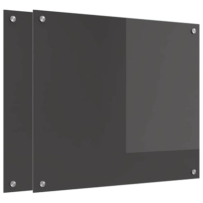 Kitchen Backsplash 2 pcs Dark Grey 70 x 60 cm Tempered Glass