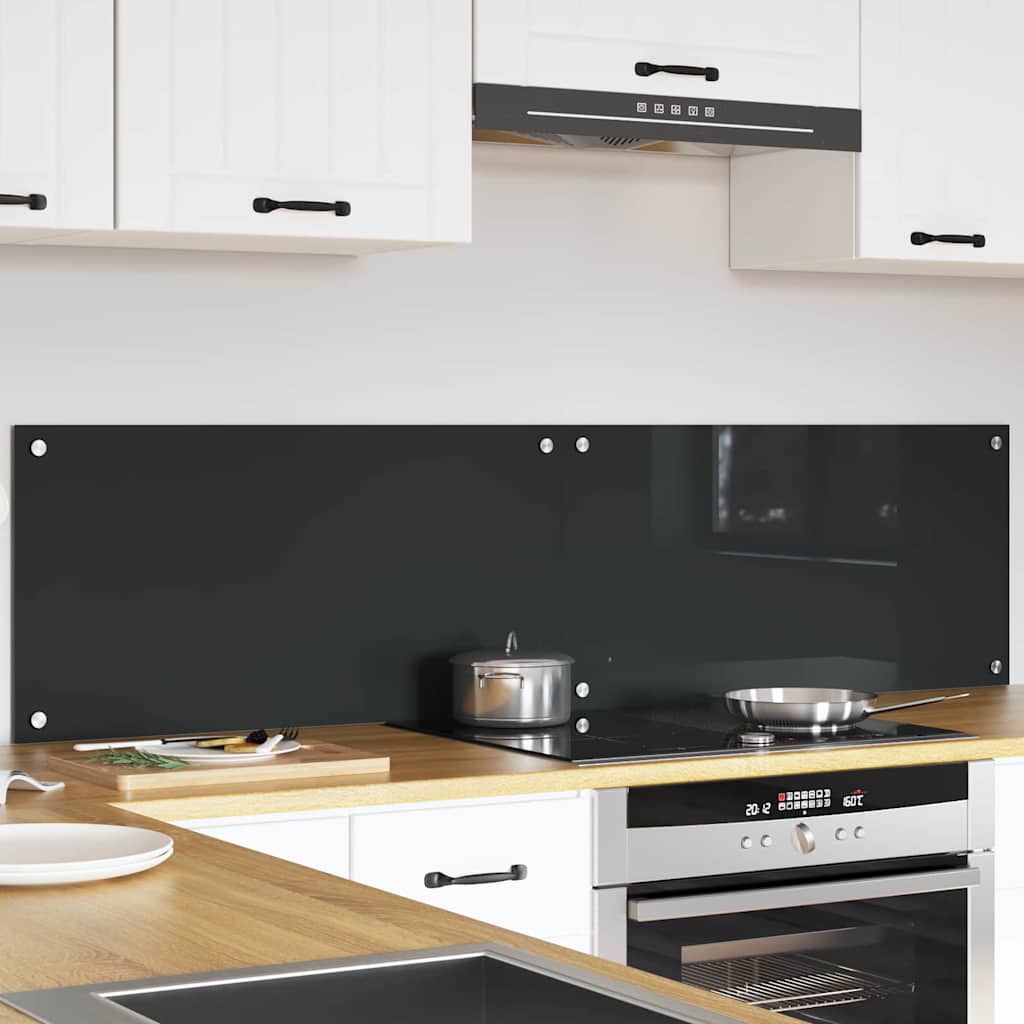 Kitchen Backsplash 2 pcs Dark Grey 80 x 40 cm Tempered Glass