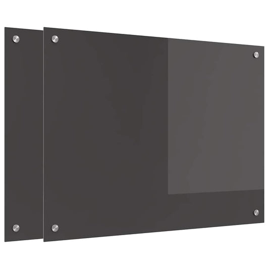 Kitchen Backsplash 2 pcs Dark Grey 80 x 60 cm Tempered Glass