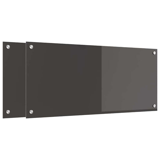 Kitchen Backsplash 2 pcs Dark Grey 90 x 40 cm Tempered Glass