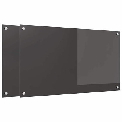 Kitchen Backsplash 2 pcs Dark Grey 90 x 50 cm Tempered Glass