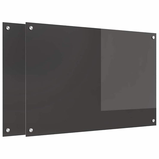 Kitchen Backsplash 2 pcs Dark Grey 90 x 60 cm Tempered Glass