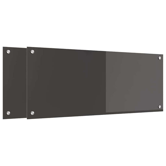 Kitchen Backsplash 2 pcs Dark Grey 100 x 40 cm Tempered Glass
