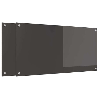 Kitchen Backsplash 2 pcs Dark Grey 100 x 50 cm Tempered Glass