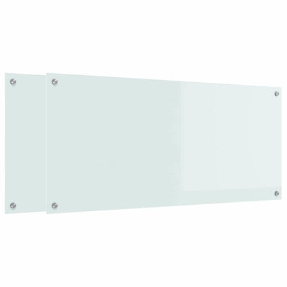 Kitchen Backsplash 2 pcs White 110 x 50 cm Tempered Glass