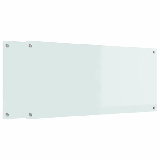 Kitchen Backsplash 2 pcs White 110 x 50 cm Tempered Glass