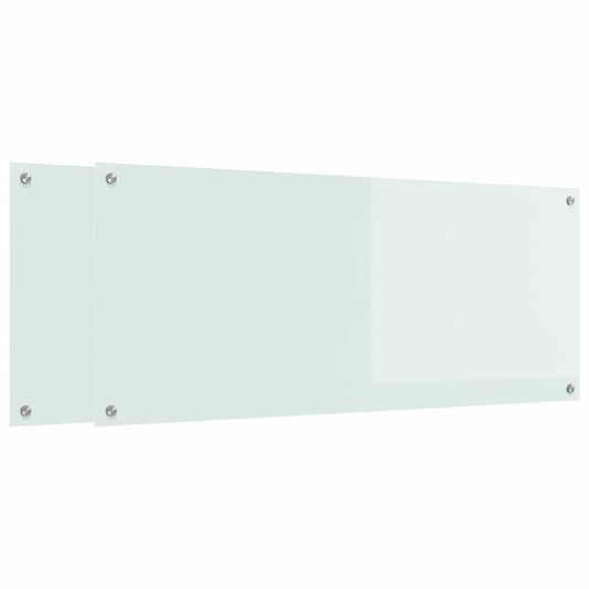 Kitchen Backsplash 2 pcs White 120 x 50 cm Tempered Glass