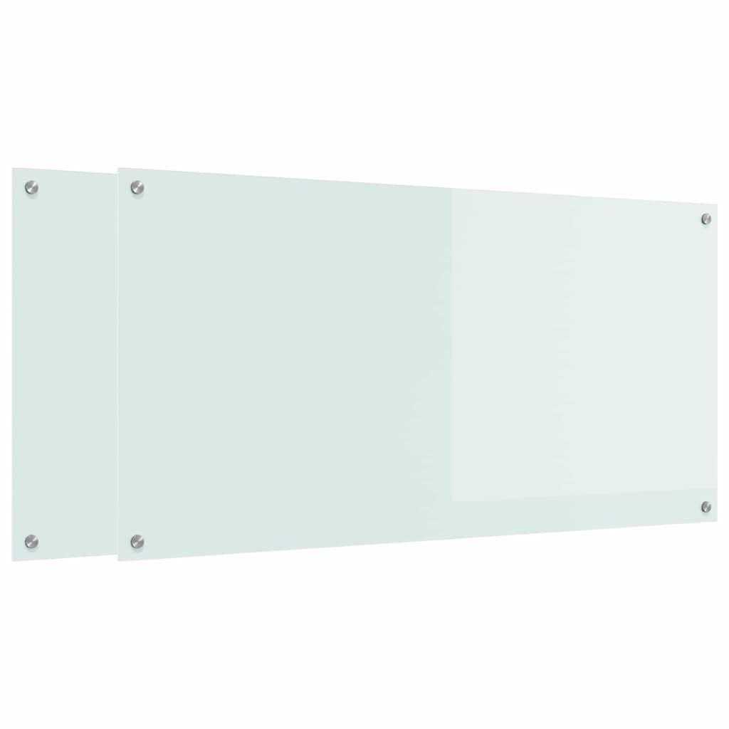Kitchen Backsplash 2 pcs White 120 x 60 cm Tempered Glass