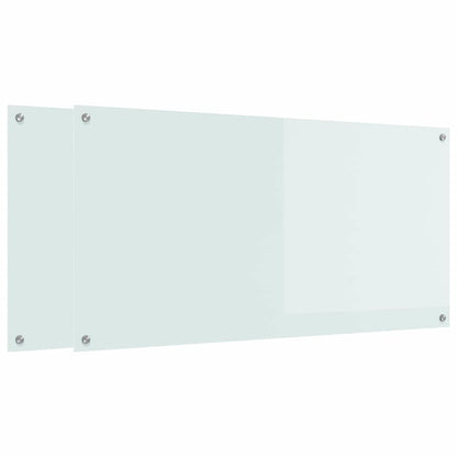 Kitchen Backsplash 2 pcs White 120 x 60 cm Tempered Glass