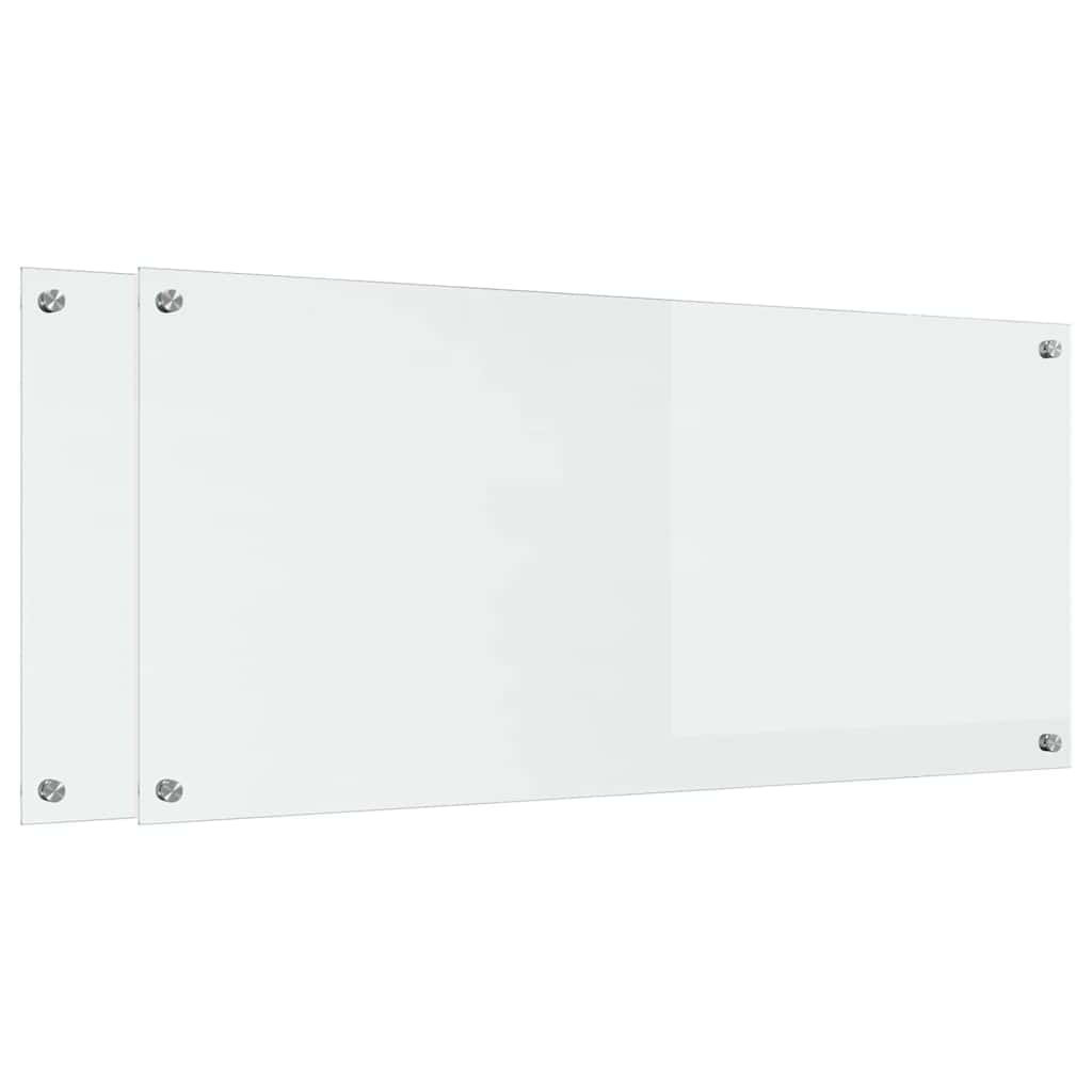Kitchen Backsplash 2 pcs Transparent 110 x 50 cm Tempered Glass