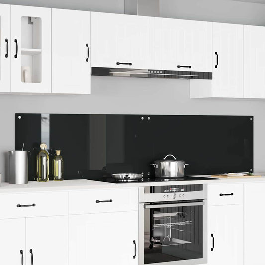 Kitchen Backsplash 2 pcs Black 110 x 50 cm Tempered Glass