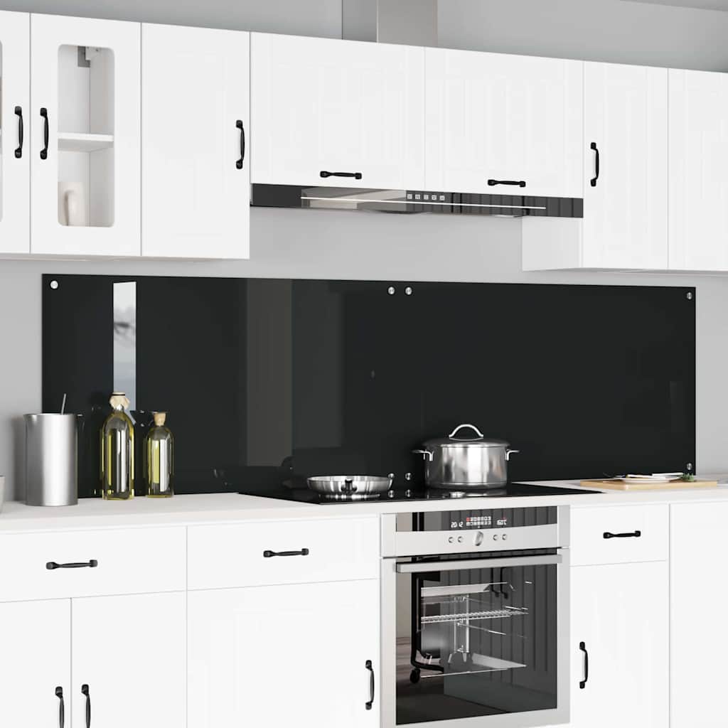 Kitchen Backsplash 2 pcs Black 110 x 60 cm Tempered Glass