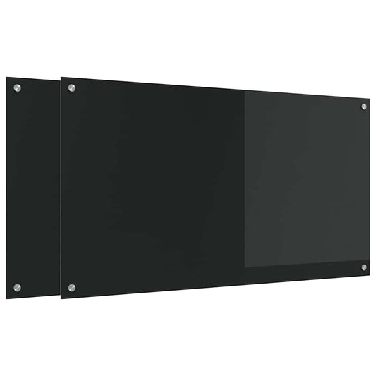 Kitchen Backsplash 2 pcs Black 110 x 60 cm Tempered Glass