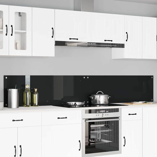 Kitchen Backsplash 2 pcs Black 120 x 40 cm Tempered Glass