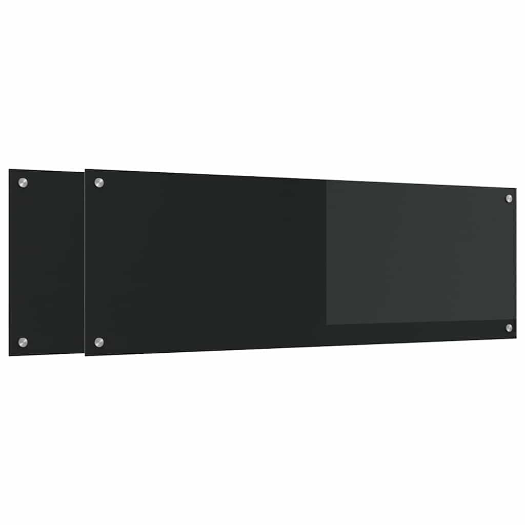Kitchen Backsplash 2 pcs Black 120 x 40 cm Tempered Glass