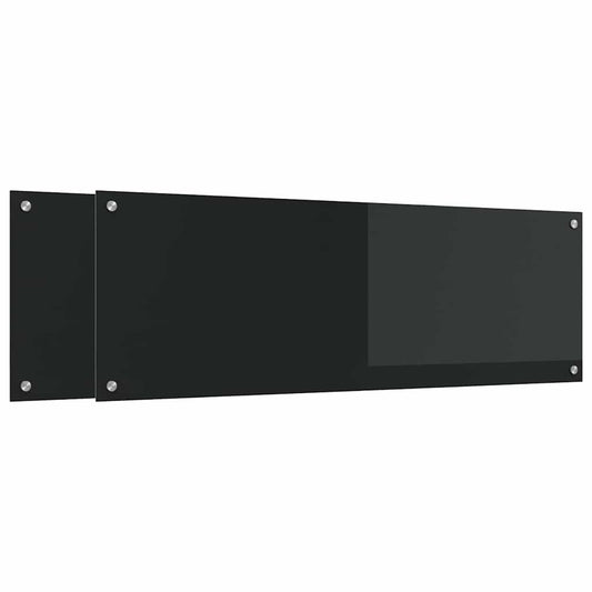 Kitchen Backsplash 2 pcs Black 120 x 40 cm Tempered Glass