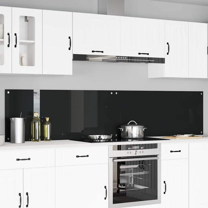 Kitchen Backsplash 2 pcs Black 120 x 50 cm Tempered Glass