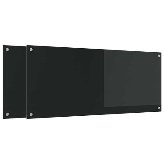 Kitchen Backsplash 2 pcs Black 120 x 50 cm Tempered Glass