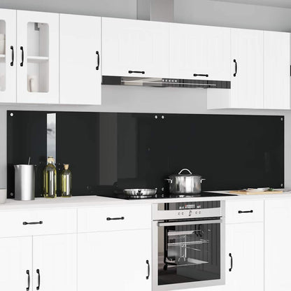 Kitchen Backsplash 2 pcs Black 120 x 60 cm Tempered Glass
