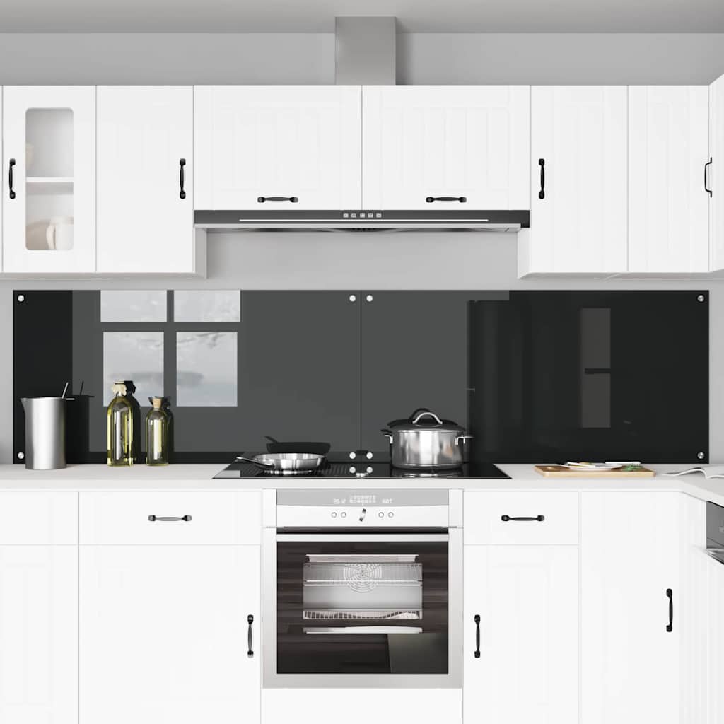 Kitchen Backsplash 2 pcs Black 120 x 60 cm Tempered Glass