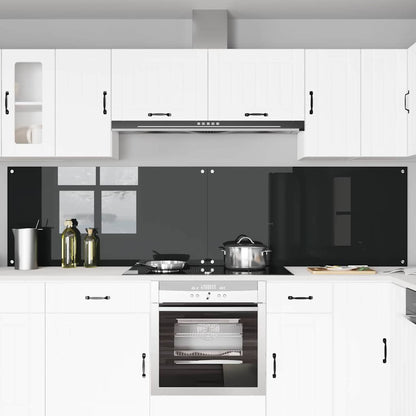 Kitchen Backsplash 2 pcs Black 120 x 60 cm Tempered Glass