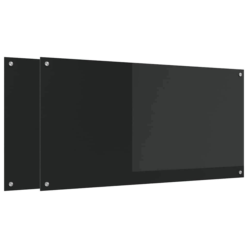 Kitchen Backsplash 2 pcs Black 120 x 60 cm Tempered Glass