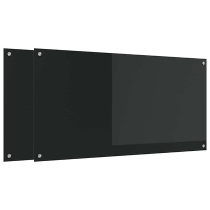Kitchen Backsplash 2 pcs Black 120 x 60 cm Tempered Glass