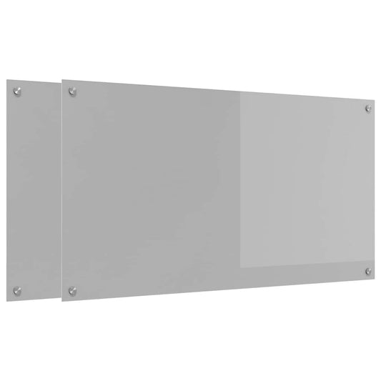 Kitchen Backsplash 2 pcs Light Grey 110 x 60 cm Tempered Glass