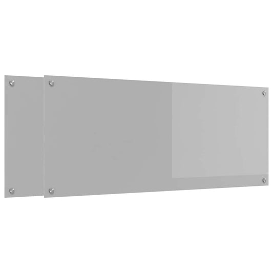 Kitchen Backsplash 2 pcs Light Grey 120 x 50 cm Tempered Glass