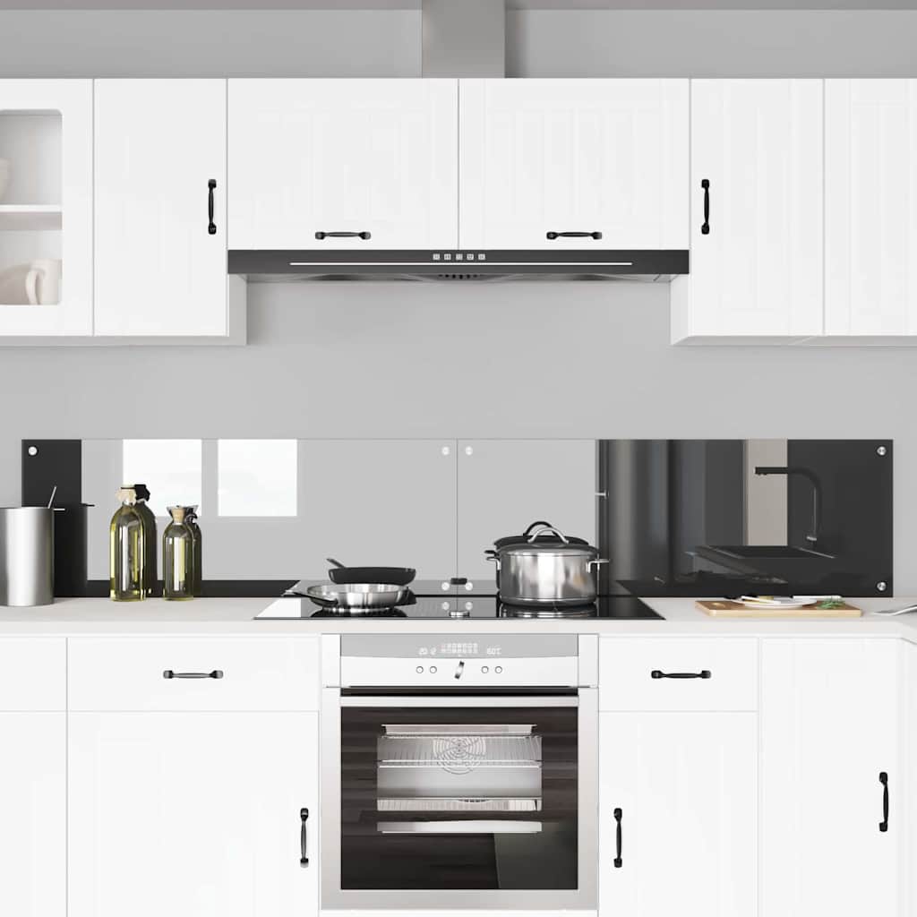 Kitchen Backsplash 2 pcs Dark Grey 110 x 40 cm Tempered Glass