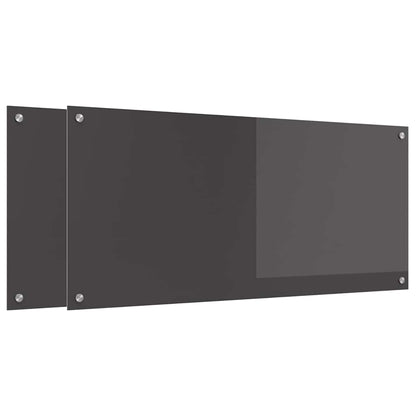 Kitchen Backsplash 2 pcs Dark Grey 110 x 50 cm Tempered Glass